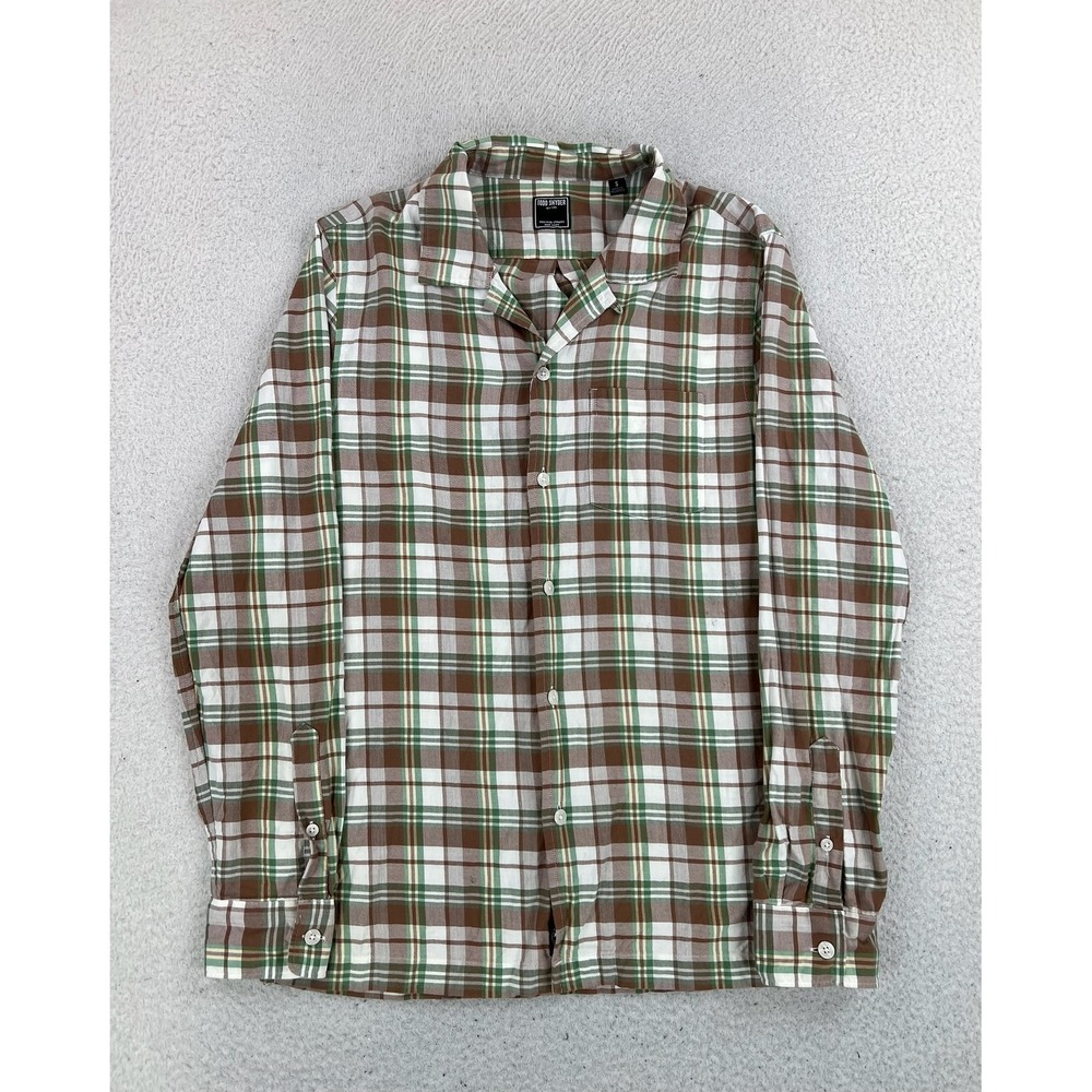 Todd Snyder Shirt Men's Small Brown Plaid Long Sleeve Button Up Cotton Casual